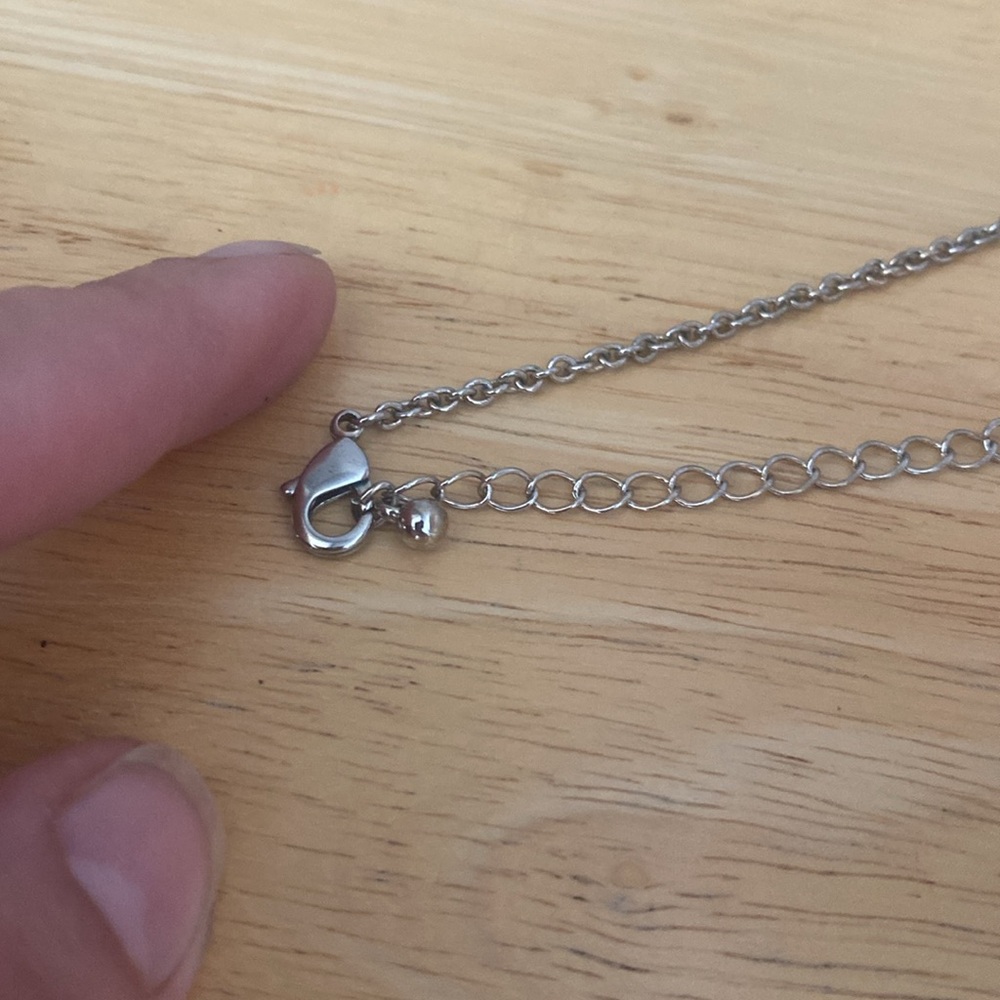 Dainty fringe silver tone banner necklace - Picture 4 of 7